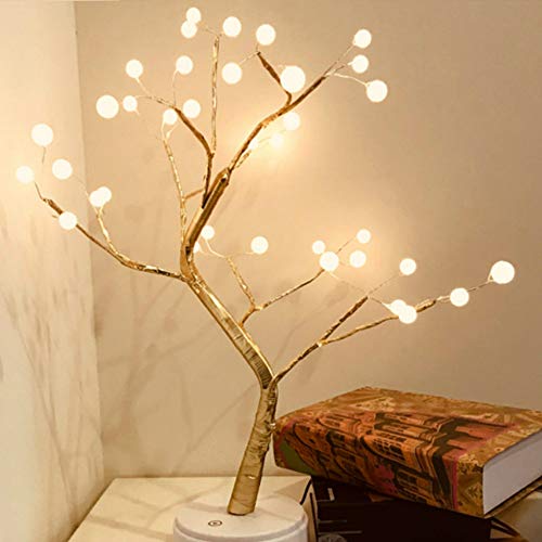 Jinson well Árbol de alambre de cobre con luces LED, luz nocturna para escritorio, decoración, lámpara USB, juguete de cumpleaños (36 ledes)