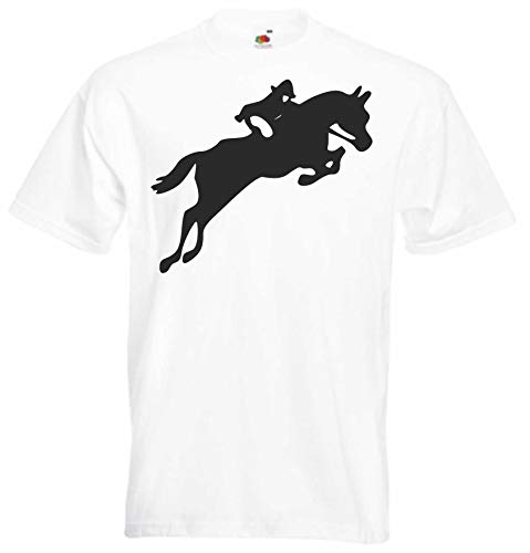 JINTORA Camiseta T-Shirt - Hombre Blanco - tamaño M - Las Carreras de Caballos - JDM/Die Cut - para Fiesta Carnaval Carnaval Laboral Deportes