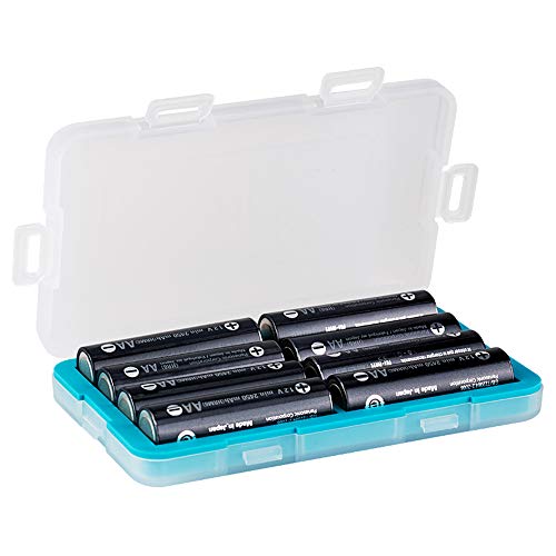 JJC Caja de batería a prueba de humedad Baterías Caja de almacenamiento Organizador para 8 pilas AA o 14500 batería recargable, soporte de la batería