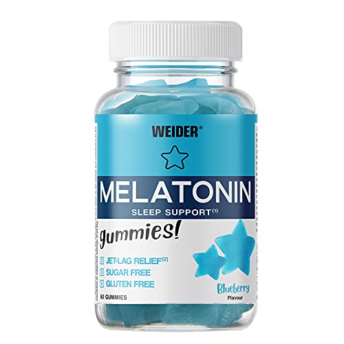 JOE WEIDER VICTORY Melatonine Up, 60 gummies, Sabor Blueberry, 1 mg de melatonina por gominola, Sin gluten y sin azúcar