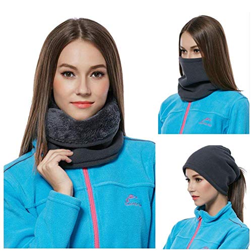 JOGVELO Braga para Cuello Invierno Lana Windstopper Snood Bufanda Calentador Tubular Cuello - Esqui Moto Ciclismo Snowboard Running (Gris*2)