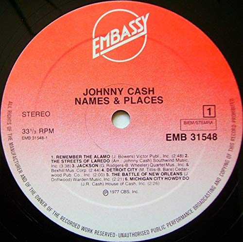 Johnny Cash - Names And Places - Embassy - EMB 31548