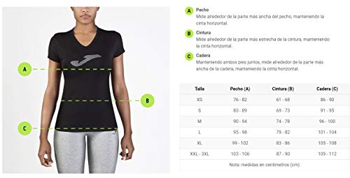 Joma Campus II - Camiseta de equipación para Mujer, Color Negro/Naranja flúor, Talla 2XS