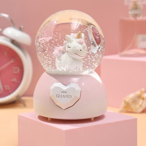 JONJUMP Caballo rosa castillo bola de cristal sinfonía carro fantasía nieve caja de música decoración para niños y niñas