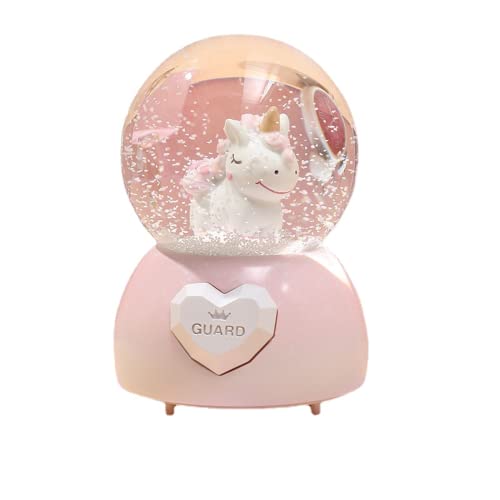 JONJUMP Caballo rosa castillo bola de cristal sinfonía carro fantasía nieve caja de música decoración para niños y niñas
