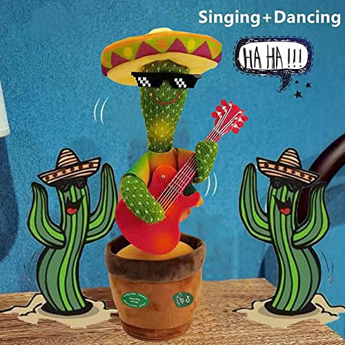 Jooheli Cactus de Peluche, Cactus Bailarín, Divertido Canto y Baile de Cactus con 120 Canciones, Juguete de Peluche de Cactus para Niños, Juguete Divertidos de Educación para Niños (Guitarra)