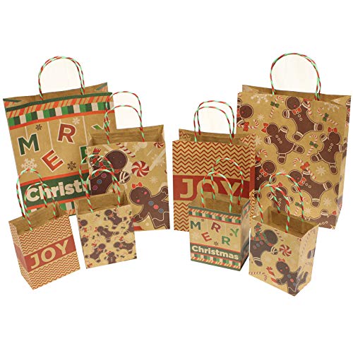 JOYIN 24 bolsas de regalo de papel de aluminio de varios tamaños con asas de hilo para decoración navideña y bolsas de regalo