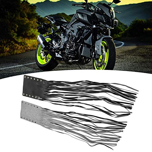 Joyzan Flecos de Cuero, Cuero Artificial Puños de Manillar de Motocicleta Envoltura de Manillar de Cuero Palancas de Motocicleta Embrague Freno Cubierta de Flecos para Agarre de Manillar(Negro)