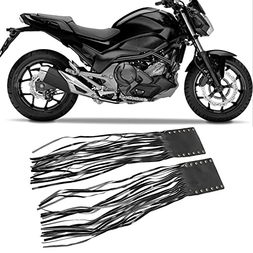 Joyzan Flecos de Cuero, Cuero Artificial Puños de Manillar de Motocicleta Envoltura de Manillar de Cuero Palancas de Motocicleta Embrague Freno Cubierta de Flecos para Agarre de Manillar(Negro)