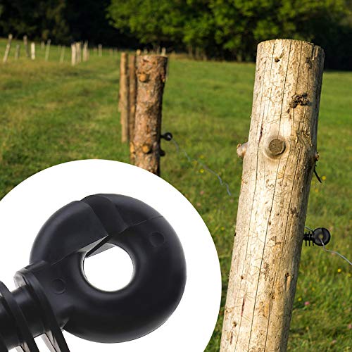 Juego de 30 aisladores para postes de esgrima de baja impedancia Durable Meadow Farm valla eléctrica poste de madera negro