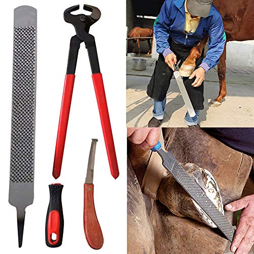 Juego de cortadores de pezuñas, 3 piezas de limpieza, cuidado de caballos, herramienta de corte de herradores, juego de cortadores de pezuñas, adecuado para recortar pezuñas para caballos