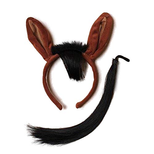 Juego de diademas y cola para el pelo con orejas de caballo