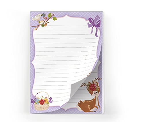 Juego de papel de carta para niña con diseño de ciervo y sobre para niños (bloque A5 con 25 hojas + 15 sobres)