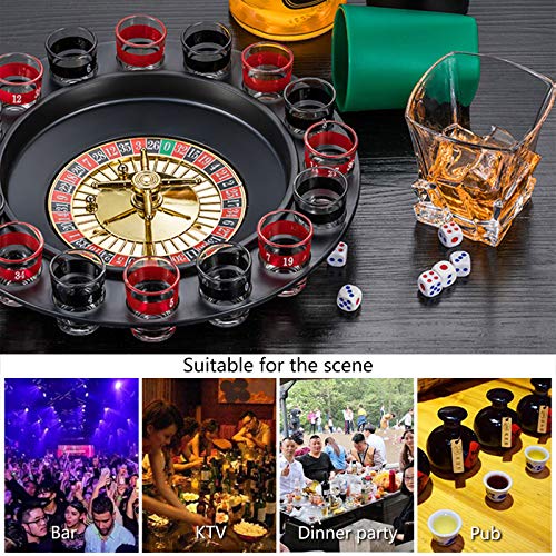 Juego de ruleta para beber, para fiesta, con 2 bolas y 16 gafas, casino, ruleta, para adultos