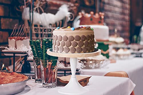 JUJOYBD Plato para tartas vintage, soporte para tartas con pie, soporte para cupcakes, postres, placa de madera con base de metal, para tartas, tartas, tartas, pasteles, 25 cm de diámetro
