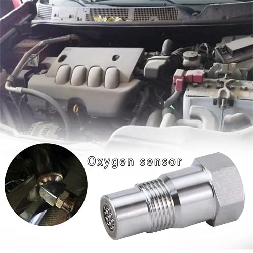 Junta del sensor de oxígeno, adaptador de O2 del convertidor catalítico en miniatura, adaptador del sensor de oxígeno de O2 para automóvil, acero inoxidable recto M18x1.5 (2 piezas por paquete)
