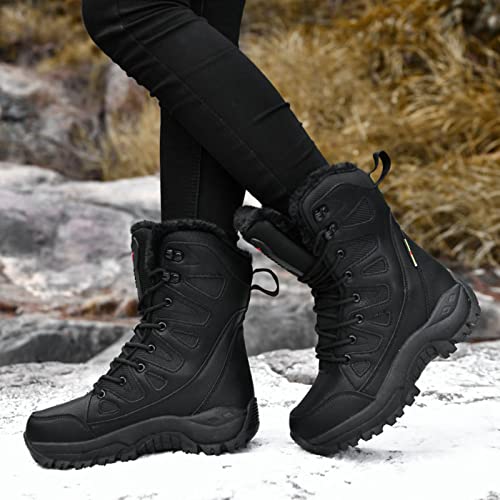 JUSTMAE Botas de Invierno Mujeres Super Warm Plus Tamaño 36-46 Mid-Becerro Botas de Motocicleta Cálidas Zapatos de Plataforma de Peluche-Beige,6