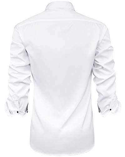 J.VER Camisa Blanca Hombre Manga Larga Camisa Negocios Algodon Casual Ligeramente Elásticas Fácil de Hierro