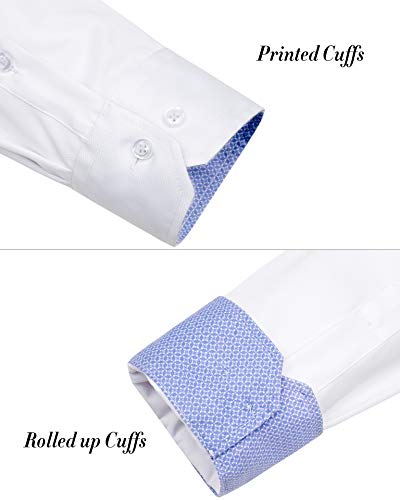 J.VER Camisa Blanca Hombre Manga Larga Camisa Negocios Algodon Casual Ligeramente Elásticas Fácil de Hierro