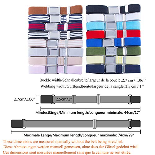 Kajeer 4 Pzs Cinturón magnético ajustable para niños de - Cinturón elástico grande elástico con hebilla magnética fácil para niños de 2 a 15 años y niñas (3 Rayas/Negro)