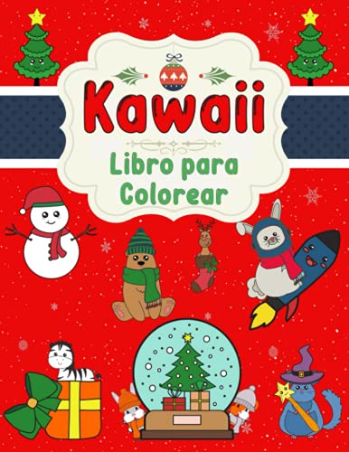 Kawaii Libro para Colorear: 30 ilustraciones Kawaii de navidad, halloween, acción de gracias y año nuevo! – Páginas bonitas y fáciles de colorear para niños y adultos de todas las edades