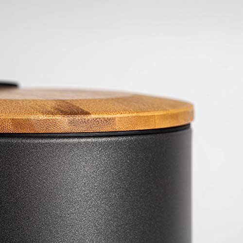 Kazai® - Cubo de bambú para cosméticos, cierre automático y antideslizante, 3 litros, color negro