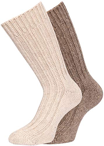 kb-Socken - 2 pares de calcetines, gruesa y suave, con alpaca, colores naturales 1xbeige/1xbraun 43/46