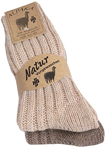 kb-Socken - 2 pares de calcetines, gruesa y suave, con alpaca, colores naturales 1xbeige/1xbraun 43/46