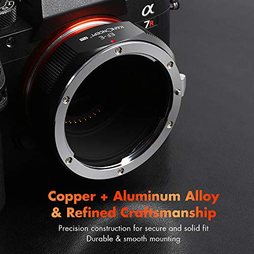 K&F Concept - Adaptador de Enfoque Manual, Compatible con Objetivos Lentes de Canon EOS (EF/EF-S Mount) y Cuerpos de Cámara Sony NEX (E Mount), Anillo Adaptador Manual Lens