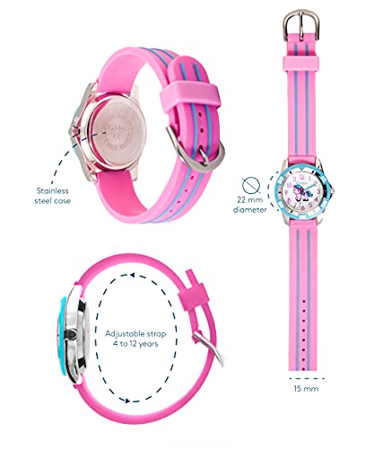 KIDDUS Reloj Educativo para niño, Chica, Chico. De Pulsera, analógico. Time Teacher fácil de Leer para Aprender la Hora. Ejercicios incluídos. Pony