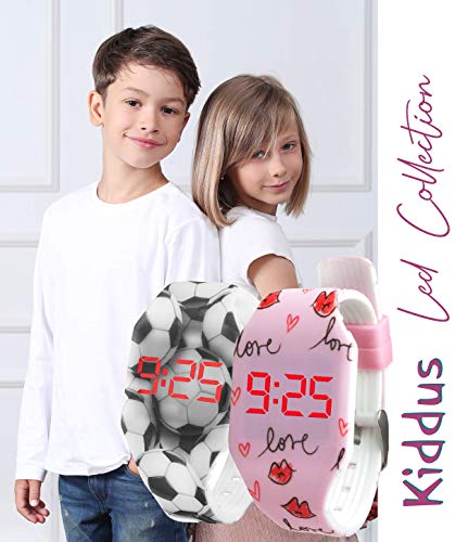 KIDDUS Reloj LED Digital para niña o niño. Pulsera de Silicona Suave para niños y Adultos. Small and Light