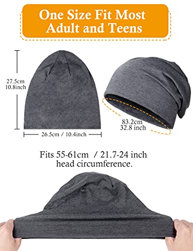 Kiiwah 2pcs Gorro Slouch Beanie para Hombres y Mujer, Gorros de Punto Unisex Transpirable y Ligero para Deporte Corriendo de Invierno (Negro y Gris)