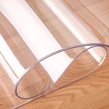 KINLO Lámina transparente de 2 mm de grosor, 90 x 180 cm, lámina transparente con esquinas redondeadas/mantel impermeable, lámina protectora de PVC, resistente a la grasa