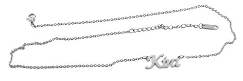 KIRA - Collar con nombre personalizado, cadena ajustable, color plateado