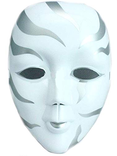 KIRALOVE Máscara de Mujer Veneciana - Decorada - Cebra - PVC - Color Plata y Blanco - Idea de Regalo Original