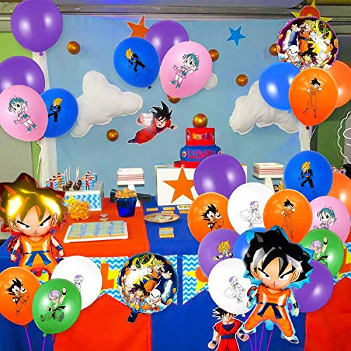 Kit de Globos de Dragon Ball 42 Piezas Artículos de Fiestas para Fanáticos de Dragon Ball Decoraciones para Fiestas Temática Goku Gohan Animados para Niños Adultos Fans