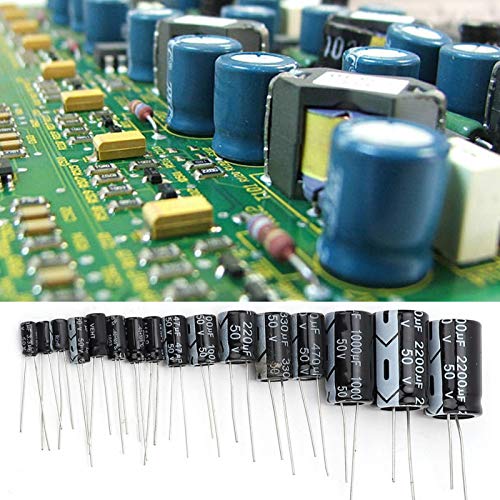 Kit surtido de condensadores electrolíticos, 150 unidades, 15 valores, condensador electrolítico de 1 uF a 2200 uF, 50 V, para Aurdiono Hobby Electronics, proyecto de audio y video, con caja de almace