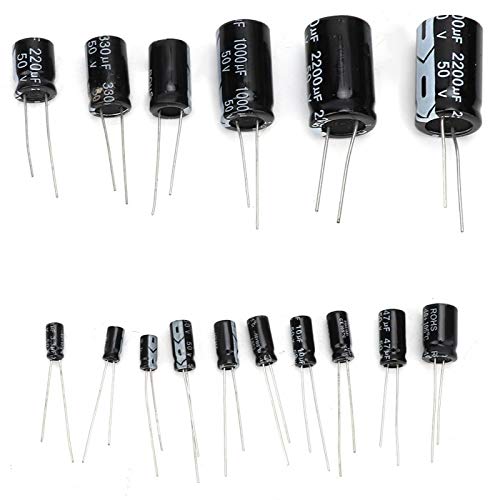 Kit surtido de condensadores electrolíticos, 150 unidades, 15 valores, condensador electrolítico de 1 uF a 2200 uF, 50 V, para Aurdiono Hobby Electronics, proyecto de audio y video, con caja de almace