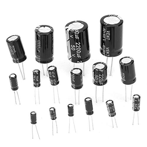 Kit surtido de condensadores electrolíticos, 150 unidades, 15 valores, condensador electrolítico de 1 uF a 2200 uF, 50 V, para Aurdiono Hobby Electronics, proyecto de audio y video, con caja de almace