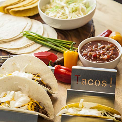 KITCHENATICS Soportes para Tacos Mexicanos - Bandeja para Tacos Lisa para 2 o 3 Tacos - Paquete de 4 Unidades