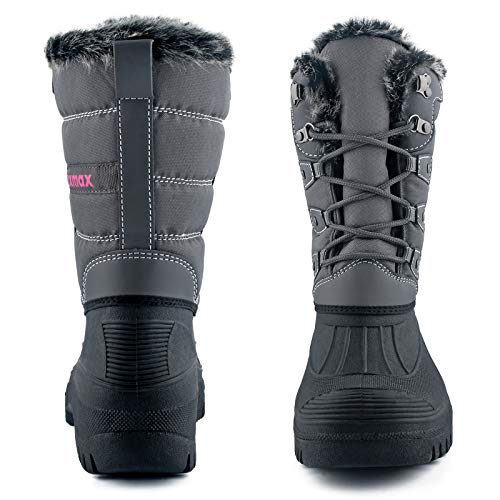 Knixmax Botas de Nieve para Mujer Botas de Invierno Calientes Forrado Piel Suelas Impermeables Antideslizante Zapatos Gris 42 EU