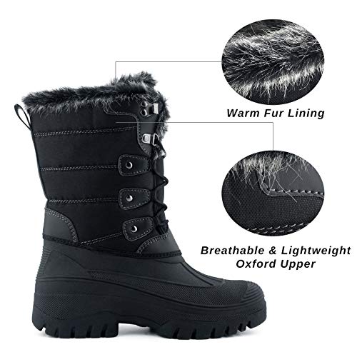 Knixmax Botas de Nieve para Mujer Botas de Invierno Calientes Forrado Piel Suelas Impermeables Antideslizante Zapatos Negro 41 EU