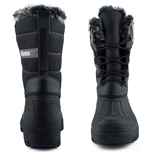 Knixmax Botas de Nieve para Mujer Botas de Invierno Calientes Forrado Piel Suelas Impermeables Antideslizante Zapatos Negro 41 EU