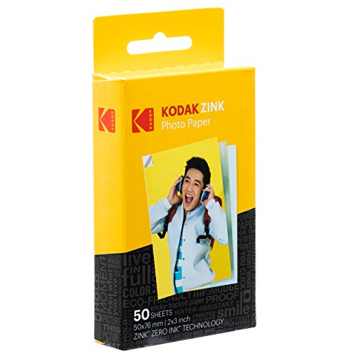 Kodak Papel Fotográfico Zink Premium de 2X3 Pulgadas (50 Hojas) Compatible con Kodak Smile, Kodak Step, Printomatic
