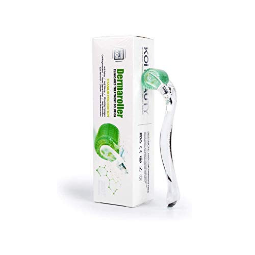 KoiBeauty Dermaroller 0.5 mm Derma Roller Titanio 200 Pines Rodillo de microagujas para rostro cuerpo cuidado de la piel eliminar arrugas cicatrices estrías cabello barba crecimiento esencia absorción