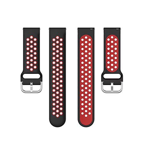 KOMI Correa de silicona para reloj de 20 mm, 22 mm, para mujeres y hombres de fitness, accesorios de reloj inteligente (20 mm, negro/rojo)