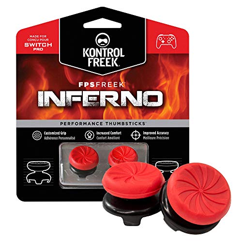 KontrolFreek FPS Freek Inferno para Nintendo Switch Pro | Performance Thumbsticks | 2 Alturas elevadas, convexo | Rojo.
