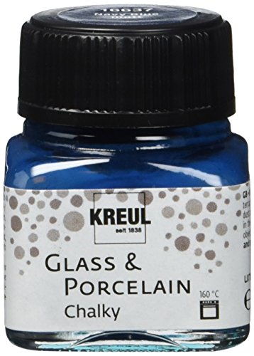 Kreul 16637 - Pintura para cristal y porcelana (20 ml, tinta mate a base de agua, secado rápido, opaca), color azul marino