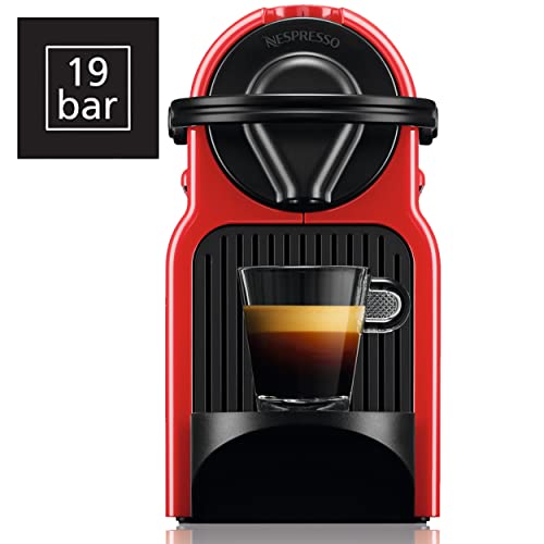 Krups Nespresso Inissia XN1005 - Cafetera monodosis de cápsulas Nespresso, 19 bares, apagado automático, color rojo, 14 cápsulas interior