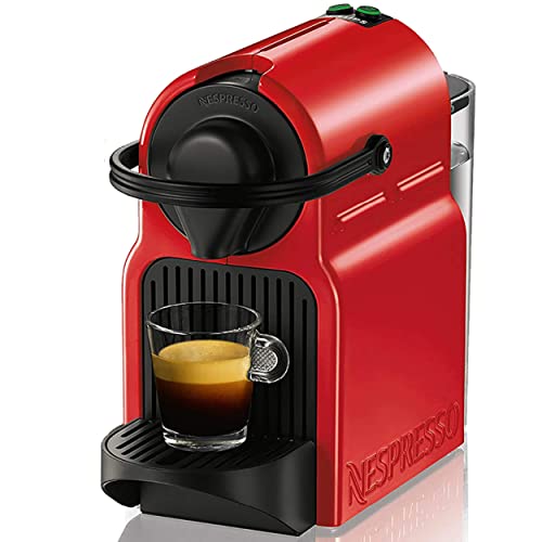 Krups Nespresso Inissia XN1005 - Cafetera monodosis de cápsulas Nespresso, 19 bares, apagado automático, color rojo, 14 cápsulas interior